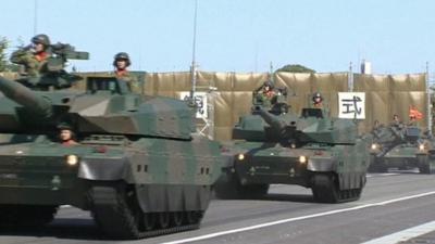 Japanese tanks on parade