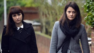 Sisters Francesca and Elisabetta Grillo arrive at Isleworth Crown Court