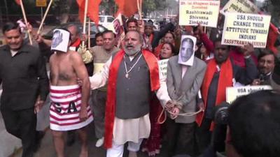 Protesters outside the US Embassy