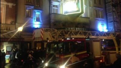 The scene outside the Apollo