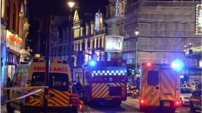 Emergency services outside the Apollo Theatre