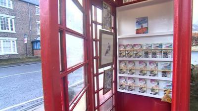 Phone box art gallery in Hexham