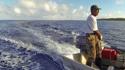 Bill Marsters fishing near Palmerston island