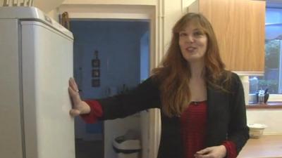 Helen Robinson with her donated fridge-freezer