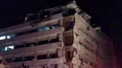 Damaged security building in Mansoura