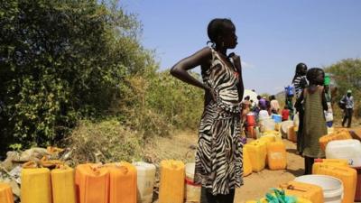 A woman displaced by recent fighting in South Sudan