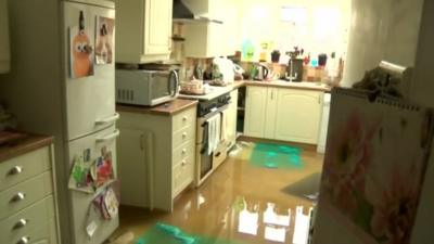 A flooded kitchen