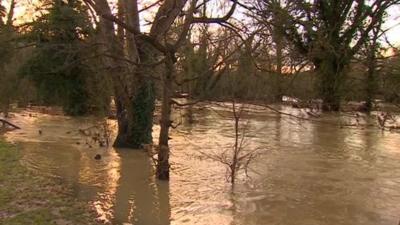 Flooded park in Leatherhead