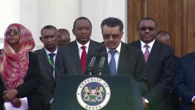 Ethiopian Foreign Minister Tedros Adhanom and other leaders