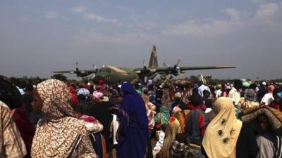 People waiting to be evacuated at the airport