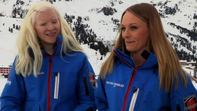 Blind skier Kelly Gallagher and her guide Charlotte Evans