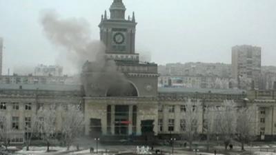 Smoke rises after train station blast