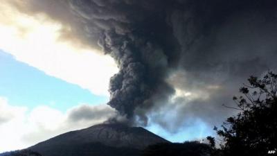 Chaparrastique volcano spewing ash