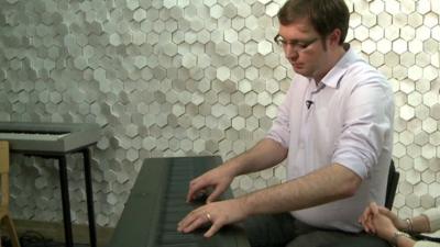 Roland Lamb plays his Seaboard keyboard