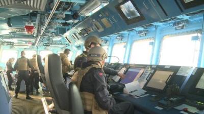 The bridge of the Norwegian frigate