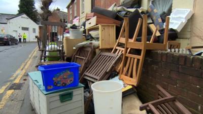 Flood-damaged house contents