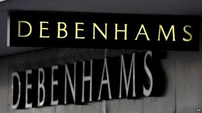 Debenhams shop sign