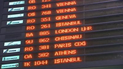 Airport departure board in Bucharest