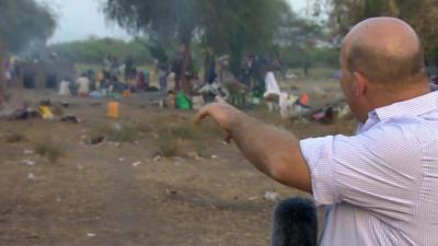 Alastair Leithhead at the Awerial refugee camp.