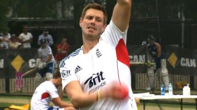 Pace bowler Boyd Rankin prepares for the fifth Ashes Test