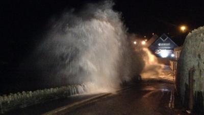 Wave hitting wall in Newquay