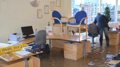 Flooded office