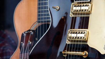 Guitars in a shop window