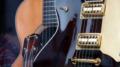 Guitars in a shop window