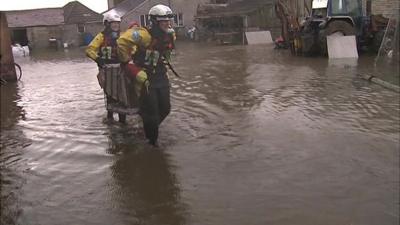 Flooded farm on the Somerset Levels