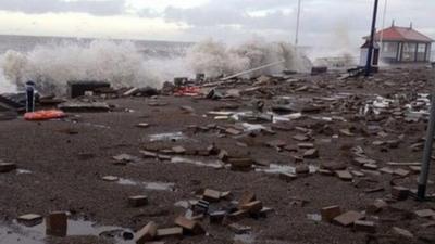 Storm damage in Aberystwyth