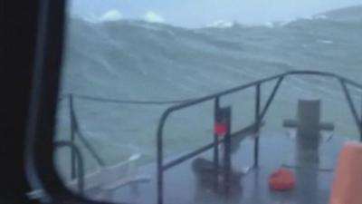 Lifeboat on large wave