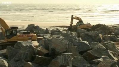 Flood defence work