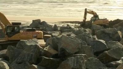 Flood defence work