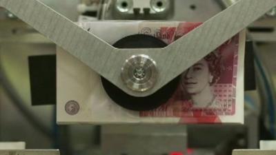 Bank notes in machine