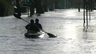 Flooded road in Oxford