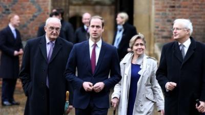 The Duke of Cambridge (centre) with officials from the University of Cambridge