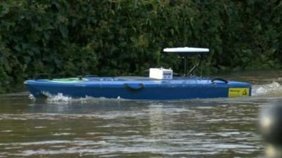 Float boat on river