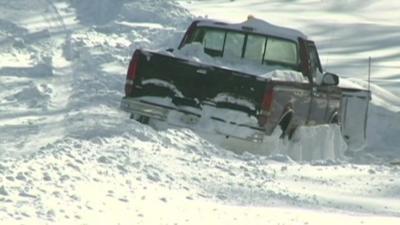 Truck trapped in snow