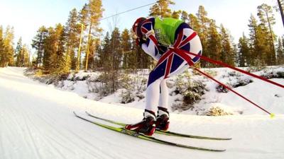 British biathlete in training