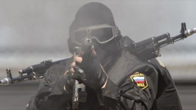 File picture of member of Russian Interior Ministry special forces unit (OMON)