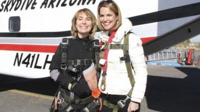 Former U.S. Congresswoman Gabrielle Giffords (L) is pictured with Savannah Guthrie of NBC's TODAY show