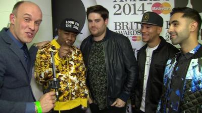 The BBC's Colin Paterson with Rudimental's Leon Rolle, Piers Agget, Kesi Dryden and Amir Amor