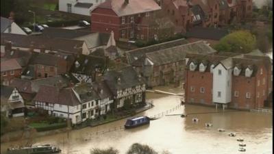 Aerial view of flooding