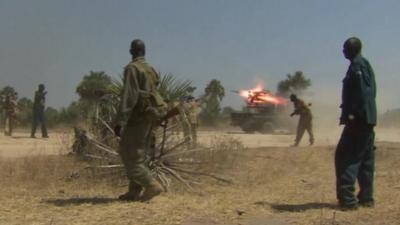 A rocket is fired as the convoy is ambushed