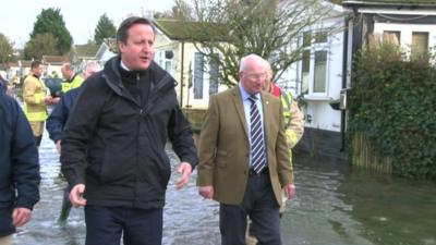 David Cameron in floods