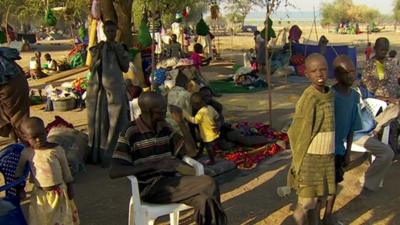 Displaced families in South Sudan