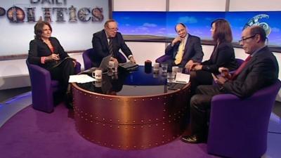 Nick Robinson deals with phone during Daily Politics debate