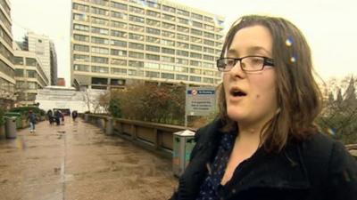 Woman outside St Thomas' Hospital