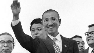 Hiroo Onoda on his return to Japan in 1974