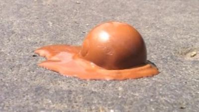 Chocolate melting on street